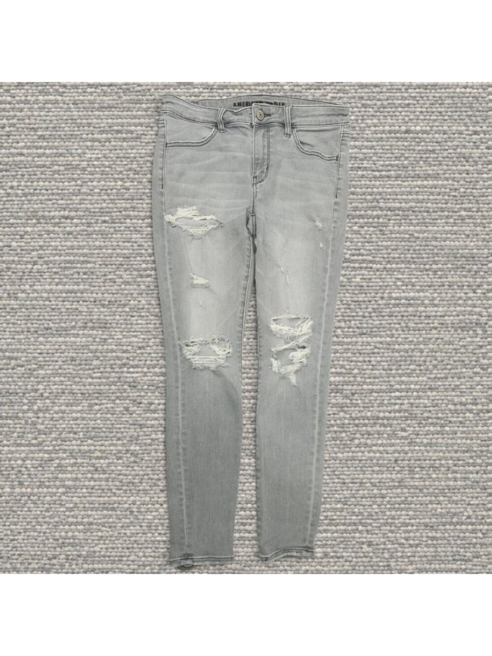 American Eagle Next Level Stretch Jeggings 6 Short Gray Ripped Distressed Jeans